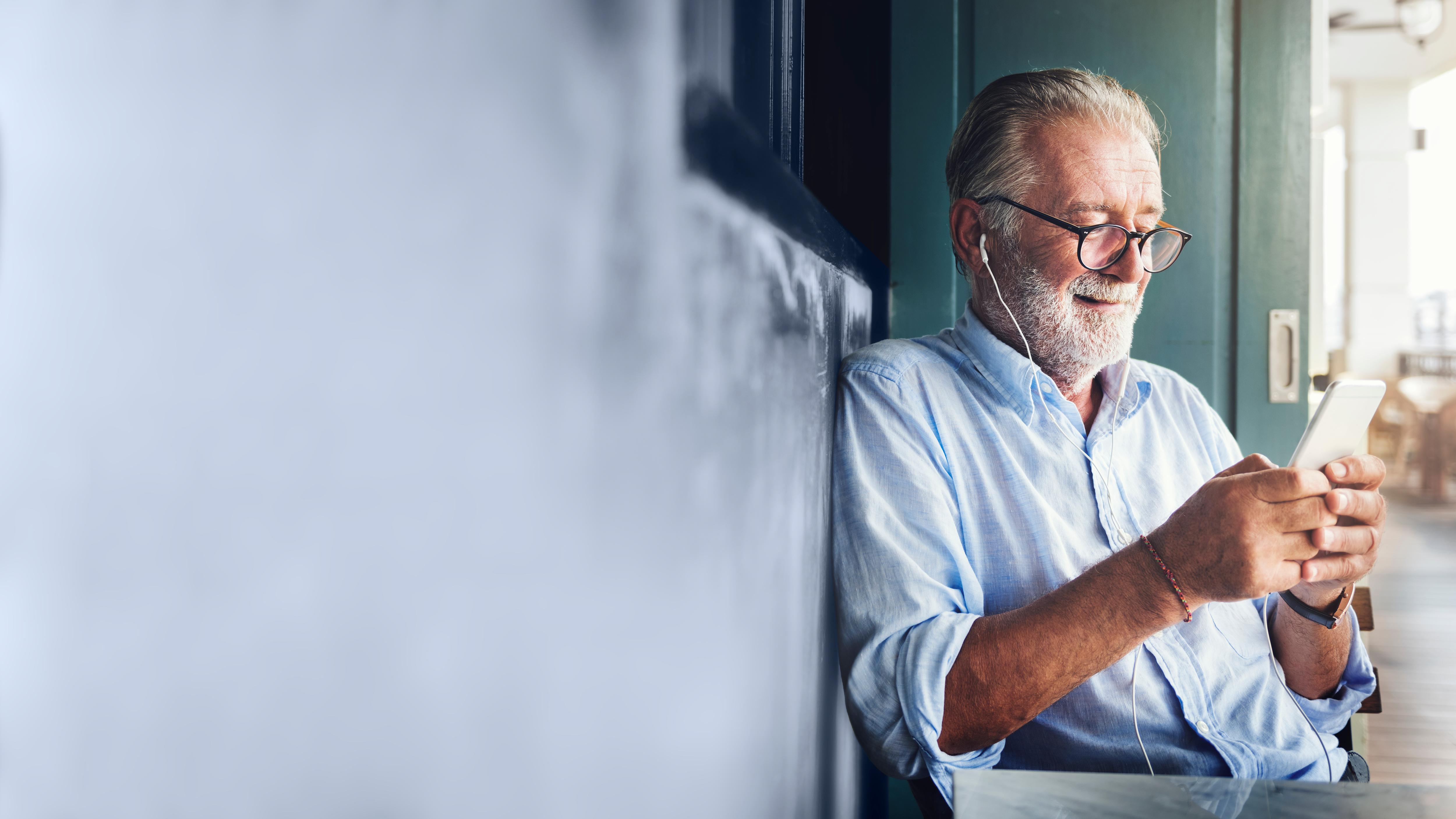 Man looking at smartphone