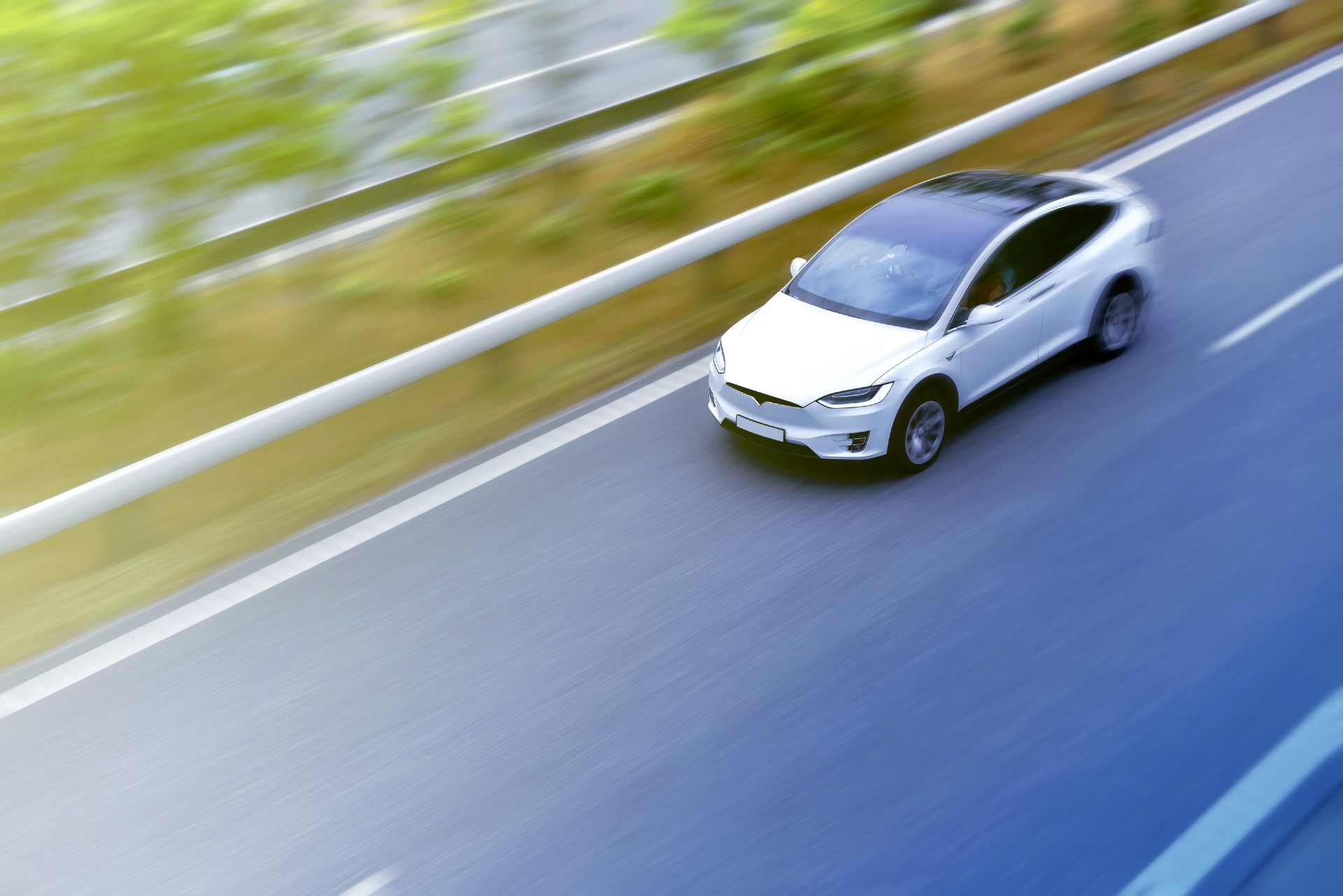 EV car on road