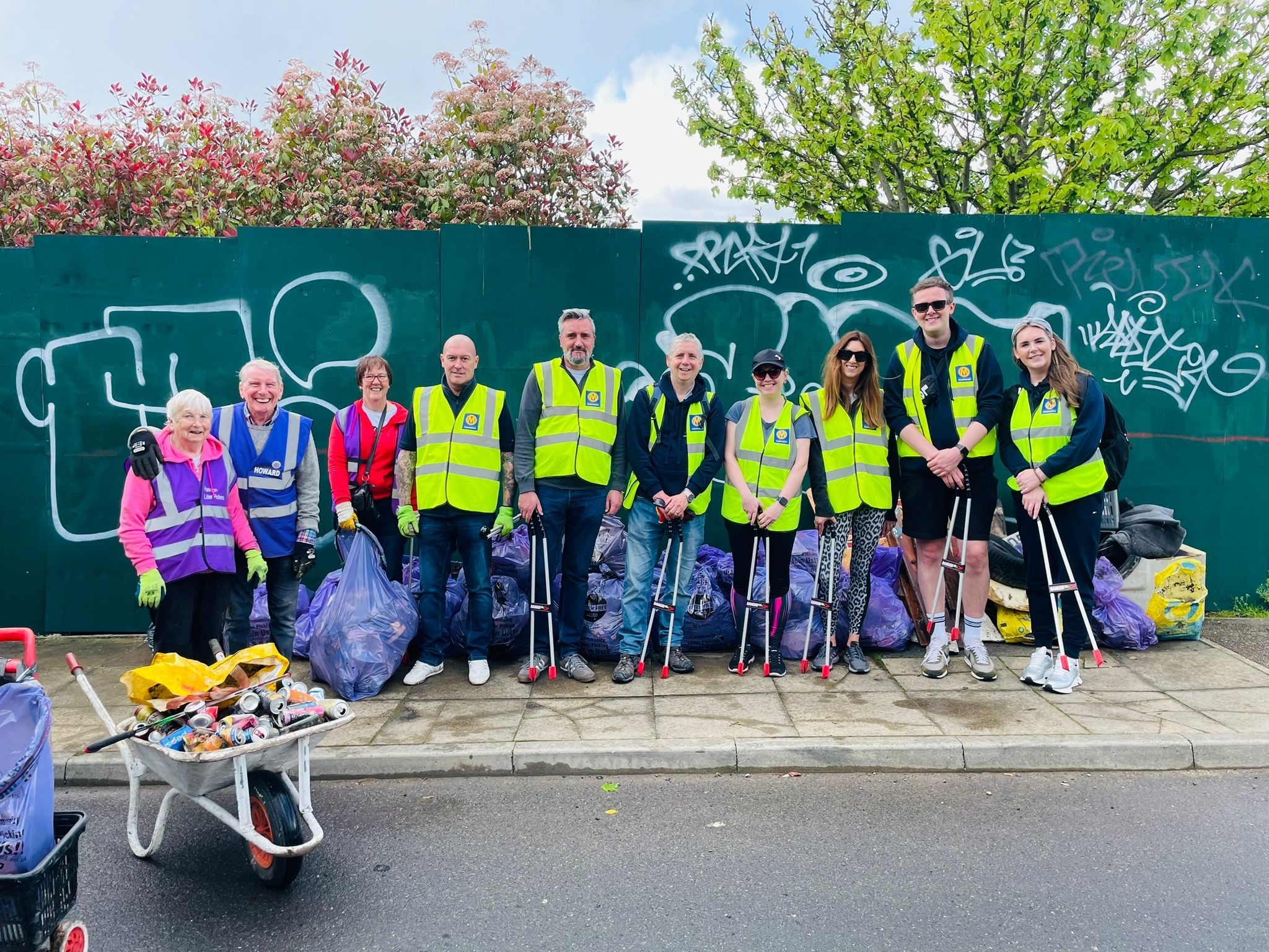 Cox Automotive team members taking part in a litter-picking day